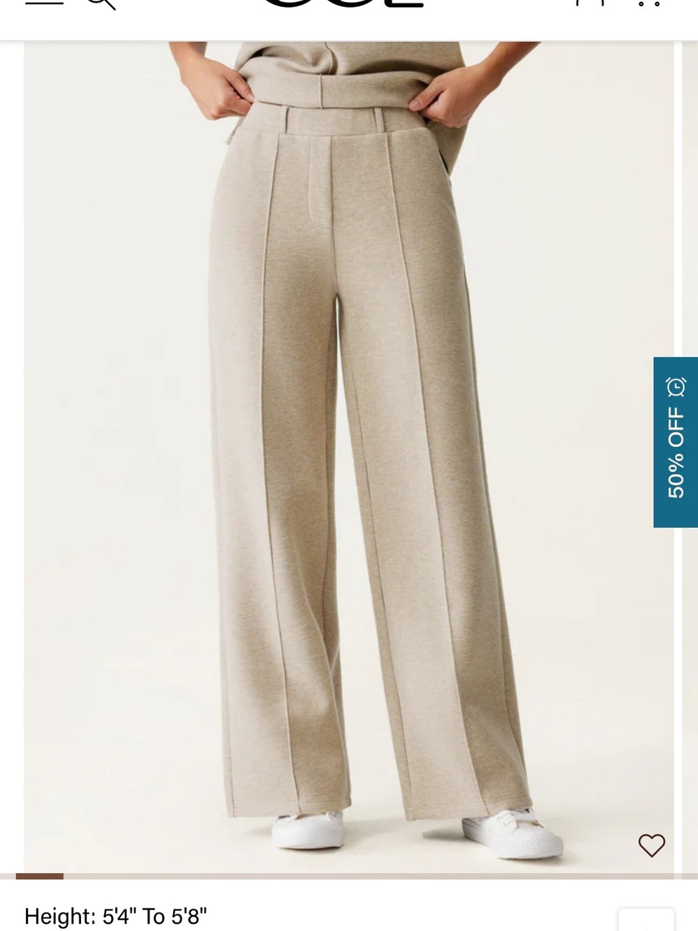 OGL Wide-Leg Trousers in Light Beige